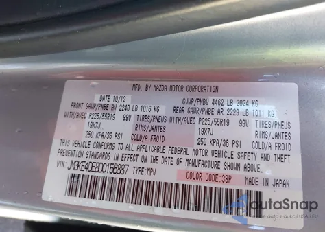 2013 Mazda Cx-5 Grand Touring z USA, uszkodzony, nr VIN JM3KE4DE8D0156887